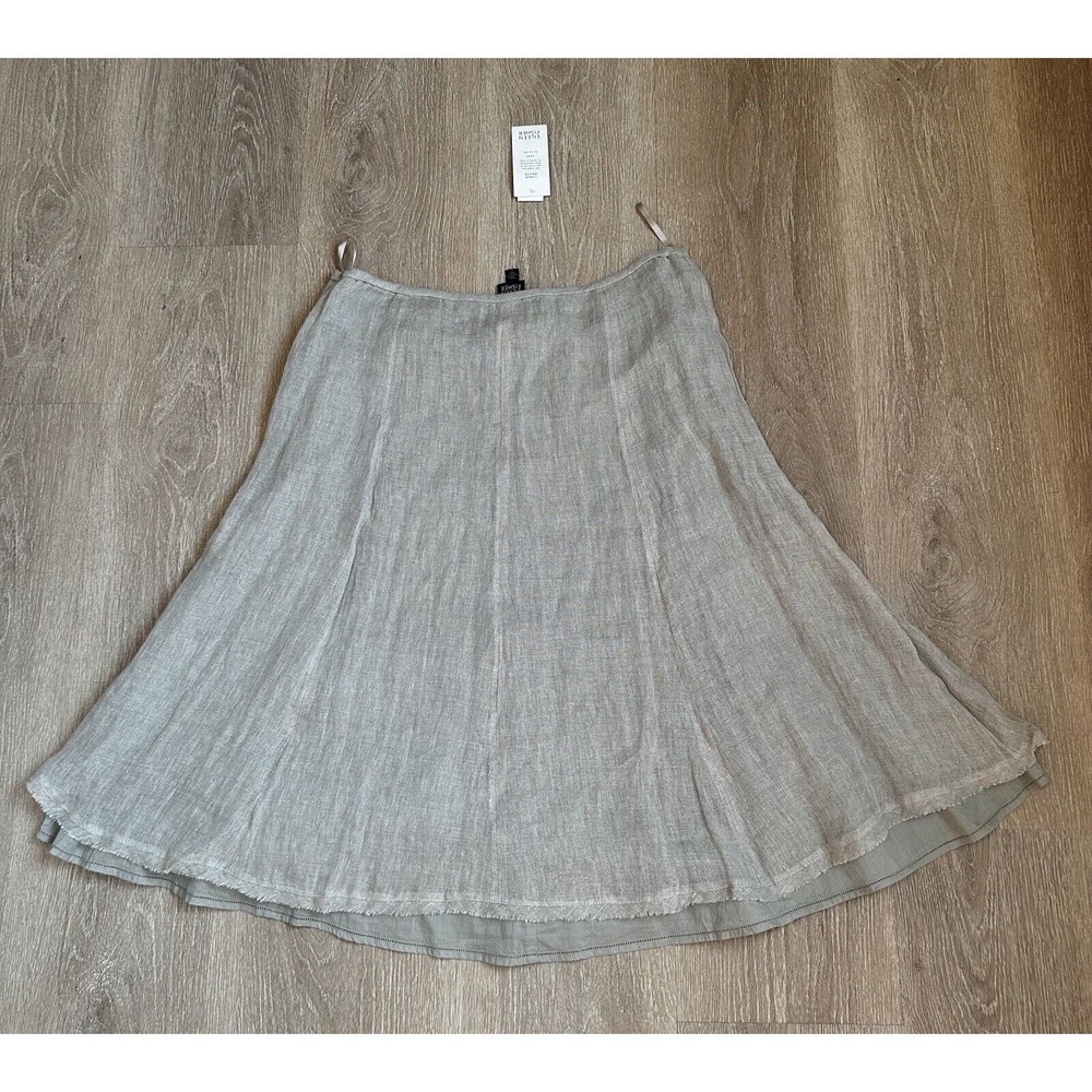 NWT EILEEN FISHER Organic Linen Gathered Skirt Womens Size L Natural Color BOHO